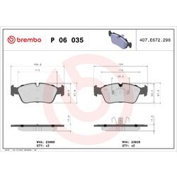 Sada brzdových platničiek kotúčovej brzdy BREMBO P 06 035