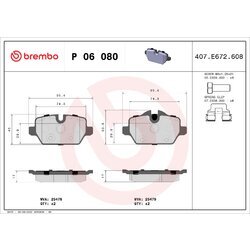 Sada brzdových platničiek kotúčovej brzdy BREMBO P 06 080