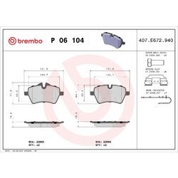 Sada brzdových platničiek kotúčovej brzdy BREMBO P 06 104