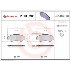 Sada brzdových platničiek kotúčovej brzdy BREMBO P 23 092
