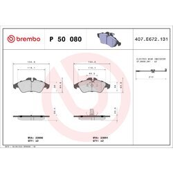 Sada brzdových platničiek kotúčovej brzdy BREMBO P 50 080