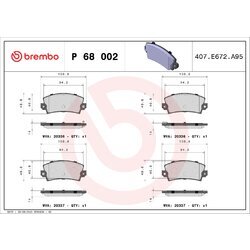 Sada brzdových platničiek kotúčovej brzdy BREMBO P 68 002