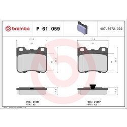Sada brzdových platničiek kotúčovej brzdy BREMBO P 61 059