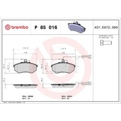 Sada brzdových platničiek kotúčovej brzdy BREMBO P 85 016