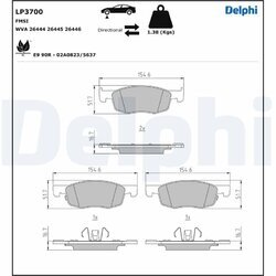 Sada brzdových platničiek kotúčovej brzdy DELPHI LP3700