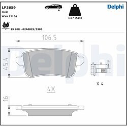 Sada brzdových platničiek kotúčovej brzdy DELPHI LP3659