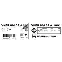 Sada brzdových platničiek kotúčovej brzdy SKF VKBP 80158 A - obr. 1