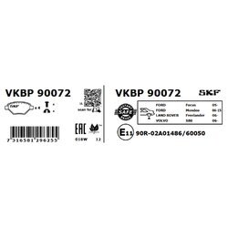 Sada brzdových platničiek kotúčovej brzdy SKF VKBP 90072 - obr. 1