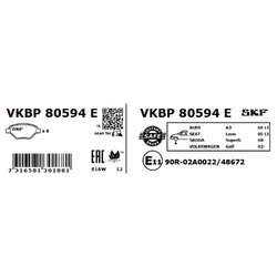 Sada brzdových platničiek kotúčovej brzdy SKF VKBP 80594 E - obr. 1