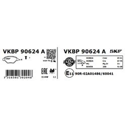 Sada brzdových platničiek kotúčovej brzdy SKF VKBP 90624 A - obr. 1