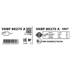 Sada brzdových platničiek kotúčovej brzdy SKF VKBP 80275 A - obr. 1