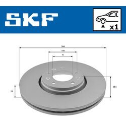 Brzdový kotúč SKF VKBD 80037 V1 - obr. 1