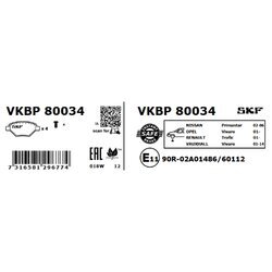 Sada brzdových platničiek kotúčovej brzdy SKF VKBP 80034 - obr. 3
