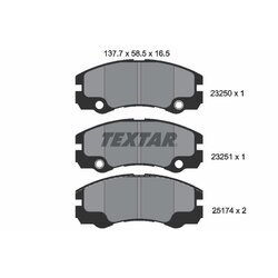 Sada brzdových platničiek kotúčovej brzdy TEXTAR 2325001