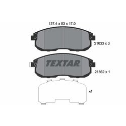 Sada brzdových platničiek kotúčovej brzdy TEXTAR 2163301