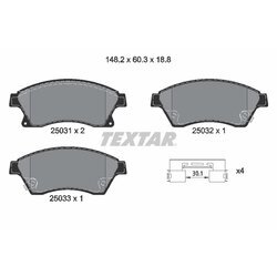 Sada brzdových platničiek kotúčovej brzdy TEXTAR 2503101
