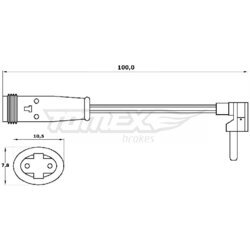 Výstražný kontakt opotrebenia brzdového obloženia TOMEX Brakes TX 30-27