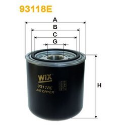 Vysúšacie púzdro vzduchu pre pneumatický systém WIX FILTERS 93118E