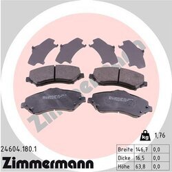 Sada brzdových platničiek kotúčovej brzdy ZIMMERMANN 24604.180.1