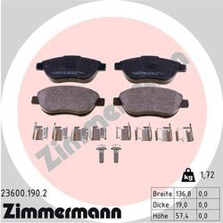 Sada brzdových platničiek kotúčovej brzdy ZIMMERMANN 23600.190.2