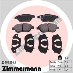 Sada brzdových platničiek kotúčovej brzdy ZIMMERMANN 23981.190.1