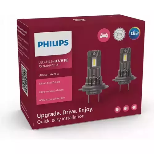 LED Autožiarovka H7 H18 PHILIPS Ultinon Access +80% Canbus 6000K 12V