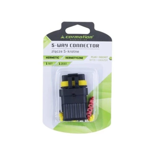 Hermeticky uzavretý elektrický konektor + zásuvka 5-pinov 12-24V 15A IP67 /CARMOTION/ - obr. 1