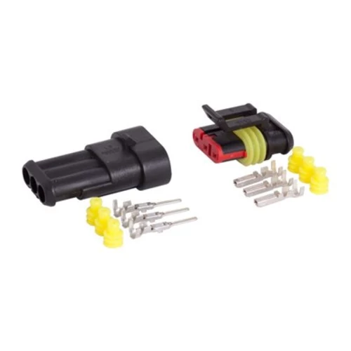 Hermeticky uzavretý elektrický konektor + zásuvka 3-piny 12-24V 15A IP67 /CARMOTION/