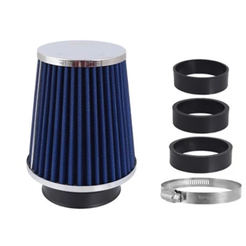 Kužeľový vzduchový filter 120x130x90 mm modrý/chróm s adaptérmi 60, 63, 70 mm
