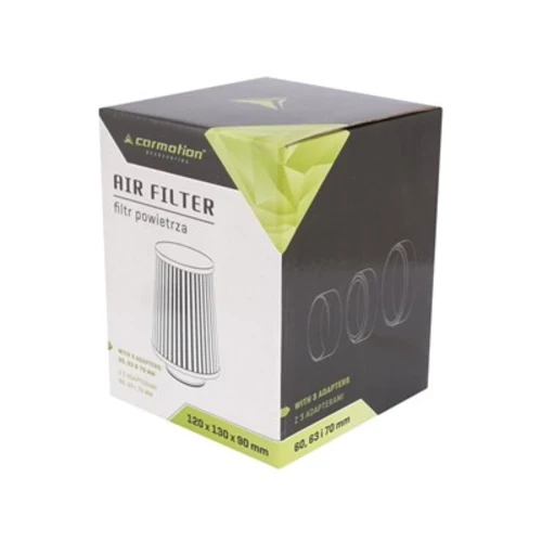 Kužeľový vzduchový filter 120x130x90 mm modrý/chróm s adaptérmi 60, 63, 70 mm /CARMOTION/ - obr. 1