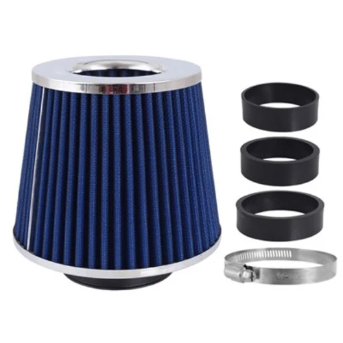 Kužeľový vzduchový filter 155x130x120 mm modrý/chróm s adaptérmi 60, 63, 70 mm