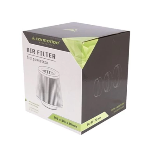 Kužeľový vzduchový filter 155x130x120 mm modrý/chróm s adaptérmi 60, 63, 70 mm /CARMOTION/ - obr. 1