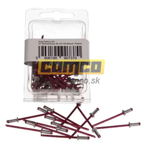 Sada trhacích/slepých nitov Rooks hliníkové červené 3,2x9 mm 50ks