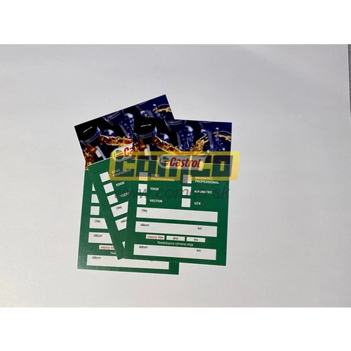 Štítok na výmenu oleja Castrol