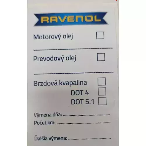 Štítok na výmenu oleja RAVENOL /MIX/