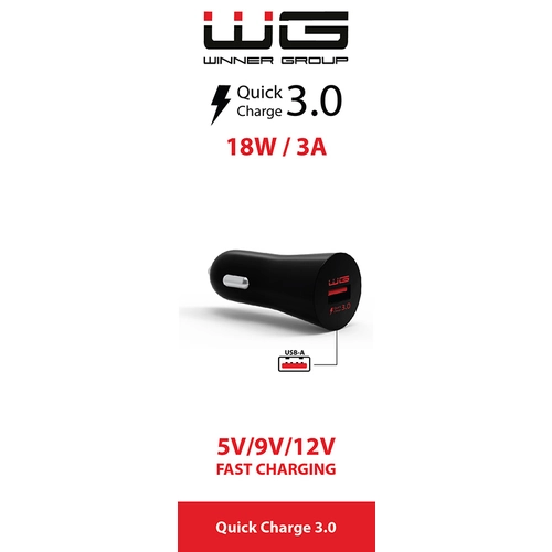 WG Nabíjačka bez kábla, 1x USB-A rýchlonabíjanie, 3 A /MIX/