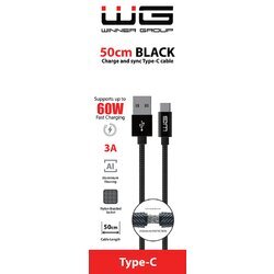 Winner Group Dátový kábel USB-A type-C, 3 A, čierny, 50 cm