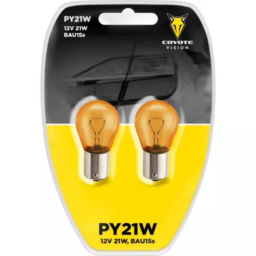 Žiarovka 12V 21W PY21W oranž BAU15s COYOTE VISION 2ks blister