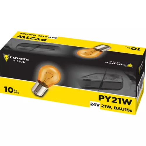Žiarovka 24V 21W PY21W oranž BAU15S COYOTE VISION