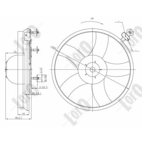 Ventilátor chladenia motora ABAKUS 053-014-0014 (ABAKUS / Loro) - obr. 2