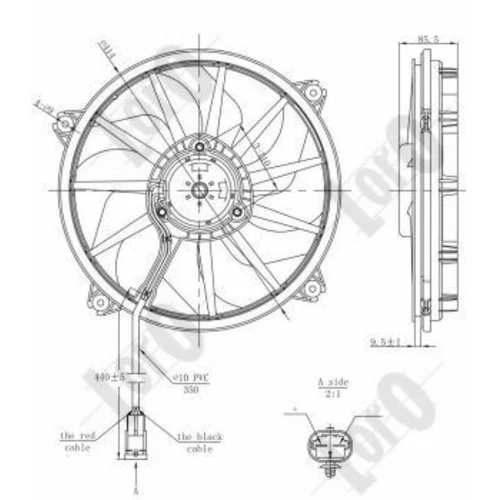 Ventilátor chladenia motora ABAKUS 009-014-0004 (ABAKUS / Loro) - obr. 2