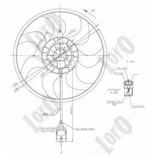 Ventilátor chladenia motora ABAKUS 037-014-0013 (ABAKUS / Loro) - obr. 2