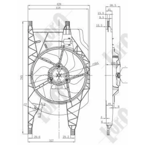 Ventilátor chladenia motora ABAKUS 042-014-0002 (ABAKUS / Loro) - obr. 2
