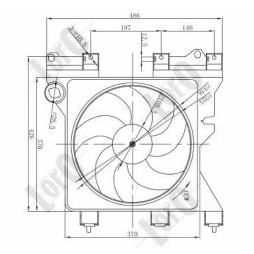 Ventilátor chladenia motora ABAKUS 009-014-0010 (ABAKUS / Loro) - obr. 3
