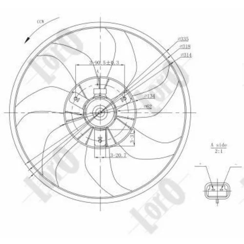 Ventilátor chladenia motora ABAKUS 037-014-0024 (ABAKUS / Loro) - obr. 3