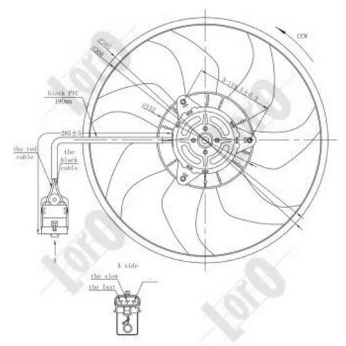 Ventilátor chladenia motora ABAKUS 037-014-0008 (ABAKUS / Loro) - obr. 3