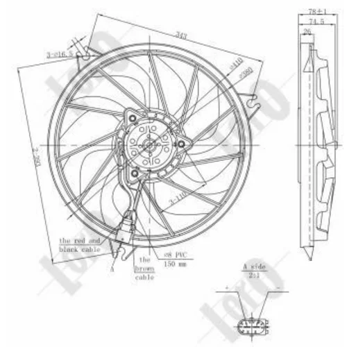 Ventilátor chladenia motora ABAKUS 038-014-0005 (ABAKUS / Loro) - obr. 3