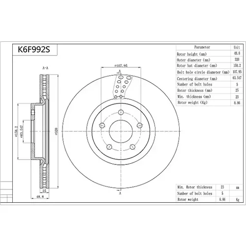 Brzdový kotúč AISIN K6F992S