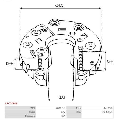 Usmerňovač alternátora ARC2091S /AS-PL/ - obr. 2