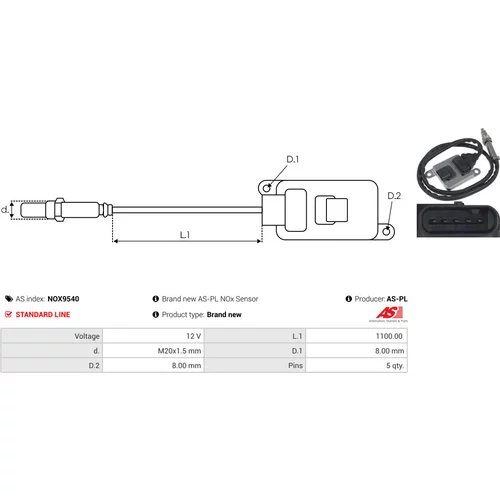NOx-Sensor, vstrekovanie močoviny NOX9540 /AS-PL/ - obr. 2